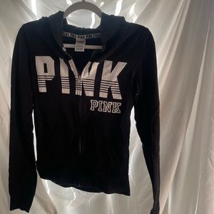 PINK zip up jacket -black